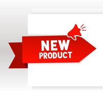 New product banner with megaphone icon design. New arrival. New collection. New product, vector illustration.