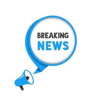 Breaking news speech bubble icon. banner with megaphone. Flat vector design.