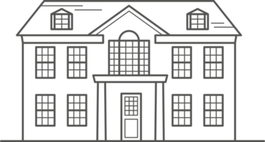 Cottage of neighborhood the city, the house of the suburbs residential area. Low-rise building of the village. Outline illustration png