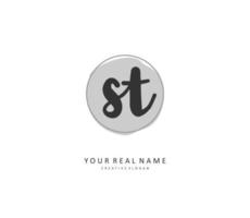 S T ST Initial letter handwriting and  signature logo. A concept handwriting initial logo with template element. vector