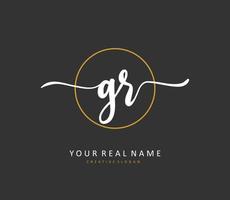 GR Initial letter handwriting and  signature logo. A concept handwriting initial logo with template element. vector