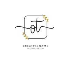 O T OT Initial letter handwriting and  signature logo. A concept handwriting initial logo with template element. vector