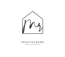 MR Initial letter handwriting and  signature logo. A concept handwriting initial logo with template element. vector