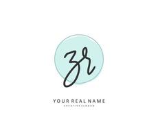 ZR Initial letter handwriting and  signature logo. A concept handwriting initial logo with template element. vector