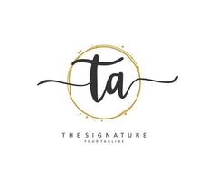 T A TA Initial letter handwriting and  signature logo. A concept handwriting initial logo with template element. vector