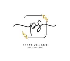 P S PS Initial letter handwriting and  signature logo. A concept handwriting initial logo with template element. vector