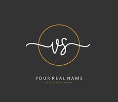 V S VS Initial letter handwriting and  signature logo. A concept handwriting initial logo with template element. vector