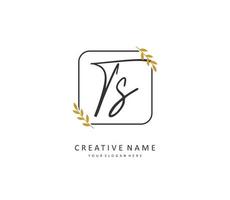 T S TS Initial letter handwriting and  signature logo. A concept handwriting initial logo with template element. vector