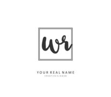 WR Initial letter handwriting and  signature logo. A concept handwriting initial logo with template element. vector