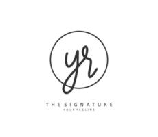 YR Initial letter handwriting and  signature logo. A concept handwriting initial logo with template element. vector