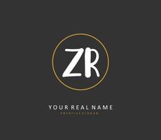 ZR Initial letter handwriting and  signature logo. A concept handwriting initial logo with template element. vector