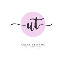 U T UT Initial letter handwriting and  signature logo. A concept handwriting initial logo with template element. vector