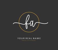 F A FA Initial letter handwriting and  signature logo. A concept handwriting initial logo with template element. vector