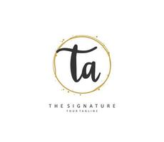T A TA Initial letter handwriting and  signature logo. A concept handwriting initial logo with template element. vector