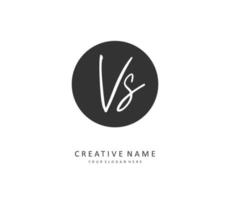 V S VS Initial letter handwriting and  signature logo. A concept handwriting initial logo with template element. vector