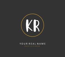 KR Initial letter handwriting and  signature logo. A concept handwriting initial logo with template element. vector