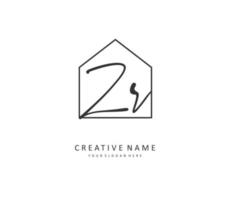 ZR Initial letter handwriting and  signature logo. A concept handwriting initial logo with template element. vector