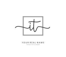 I T IT Initial letter handwriting and  signature logo. A concept handwriting initial logo with template element. vector