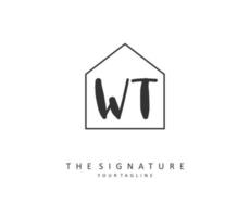 W T WT Initial letter handwriting and  signature logo. A concept handwriting initial logo with template element. vector