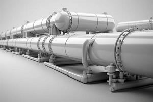 The pipeline on a light background, the transportation of oil and gas through pipes photo