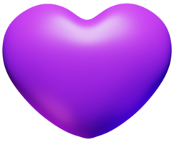 3d illustration violet colour love heart shape icon sign symbol 3d rendering png