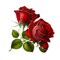 origineel natuur prachtig rood roos bloem met groen blad png