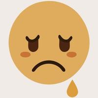 yellow round face representing sad feeling vector