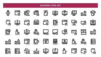 Hacking line icon design set. Suitable for web icons, apps, presentations, brochure, flayer, education. vector