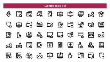 Hacking line icon design set. Suitable for web icons, apps, presentations, brochure, flayer, education. vector