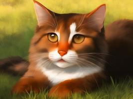 ilustración digital pintura de linda gato, generativo Arte por ai foto