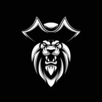 león negro y blanco mascota diseño vector