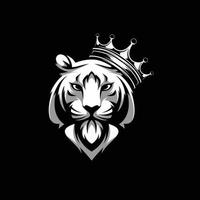 Tigre corona mascota logo diseño vector