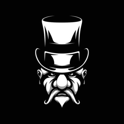Old Man Black and Black Mascot Design