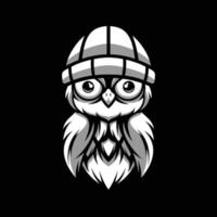 Owl Black and White Mascot Design vector