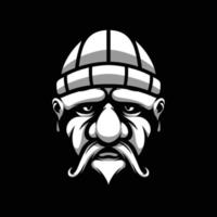 Old Man Black and Black Mascot Design vector