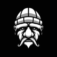 Old Man Black and Black Mascot Design vector