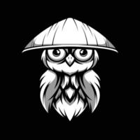 Owl Black and White Mascot Design vector