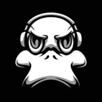 Duck Headphone Mascot Design Vector