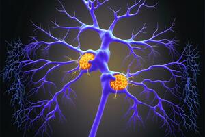 ai generado nervio células con anticuerpos resumen antecedentes de autoinmune enfermedad. foto