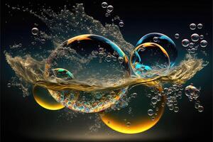 Colorful bubbles in the water. photo