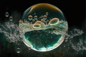 Colorful bubbles in the water. photo