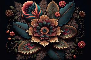 AI Generated Gorgeous flowers wallpaper. Floral patterns. photo