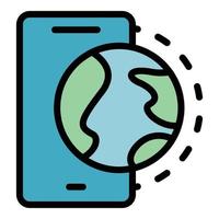 Online global data icon vector flat