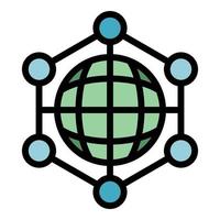 Big data globe icon vector flat