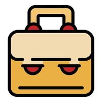 School suitcase icon vector flat