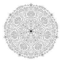 Mandala art with black stripes round shape pattern. Vector illustration.