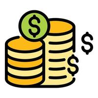 Result money coin stack icon vector flat