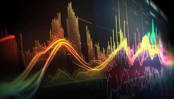 , stock market chart lines, financial graph on technology abstract background represent financial crisis, financial meltdown. Technology concept, trading market concept. photo