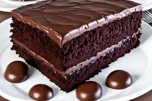 pedazo de chocolate delicioso pastel, generativo Arte por ai foto