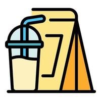 Takeout lunch icon vector flat